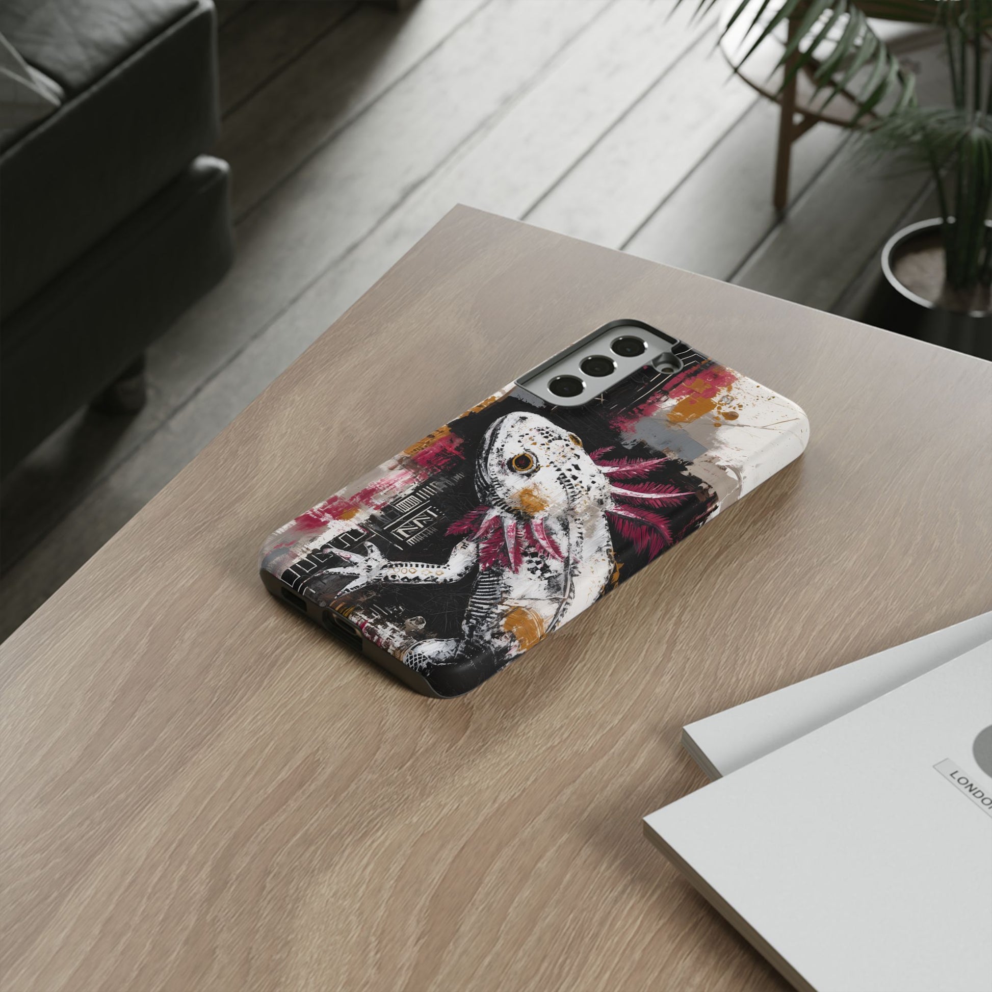 Abstract Axolotl White Pink Artwork