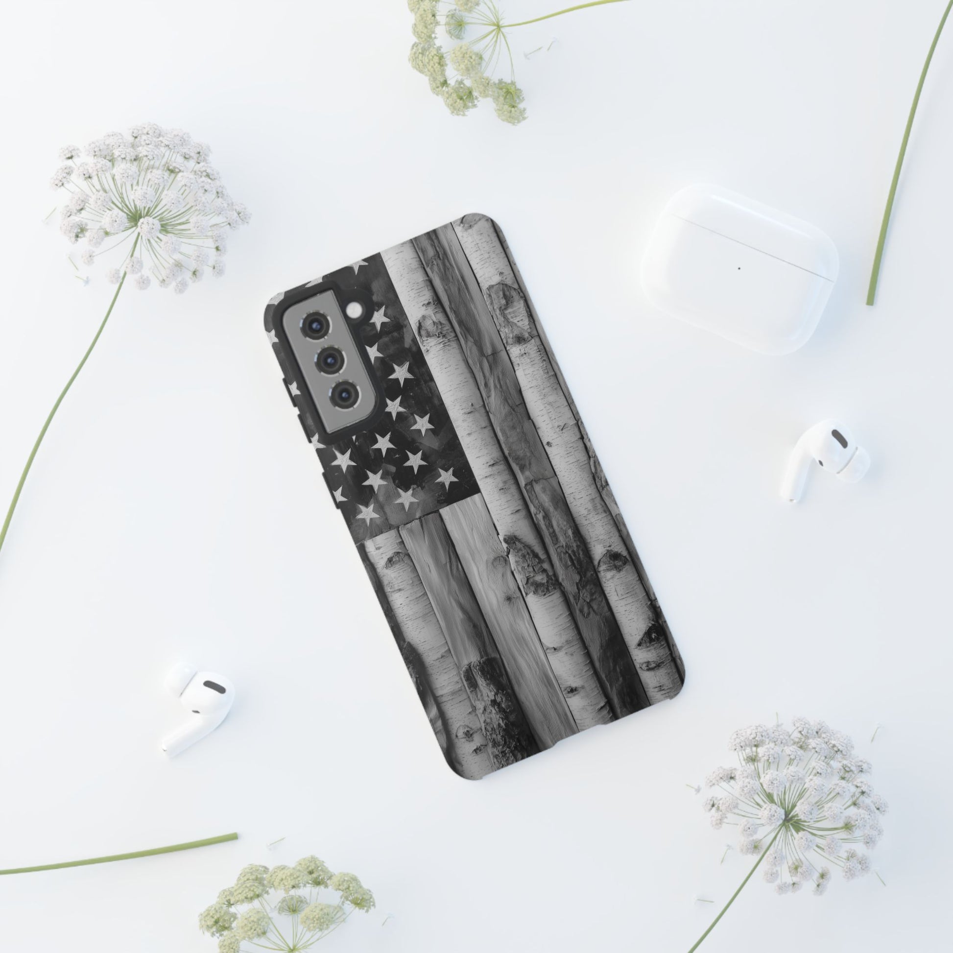 American Flag Flat Gray Wood Tone