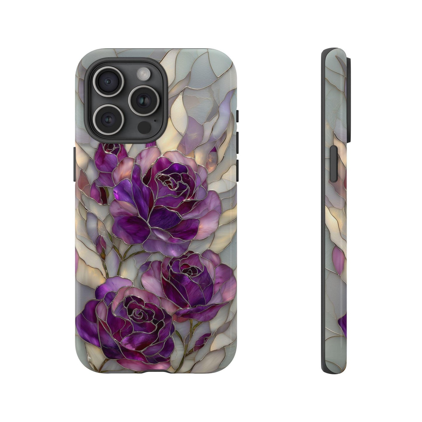 Purple Roses Stained Glass Flower