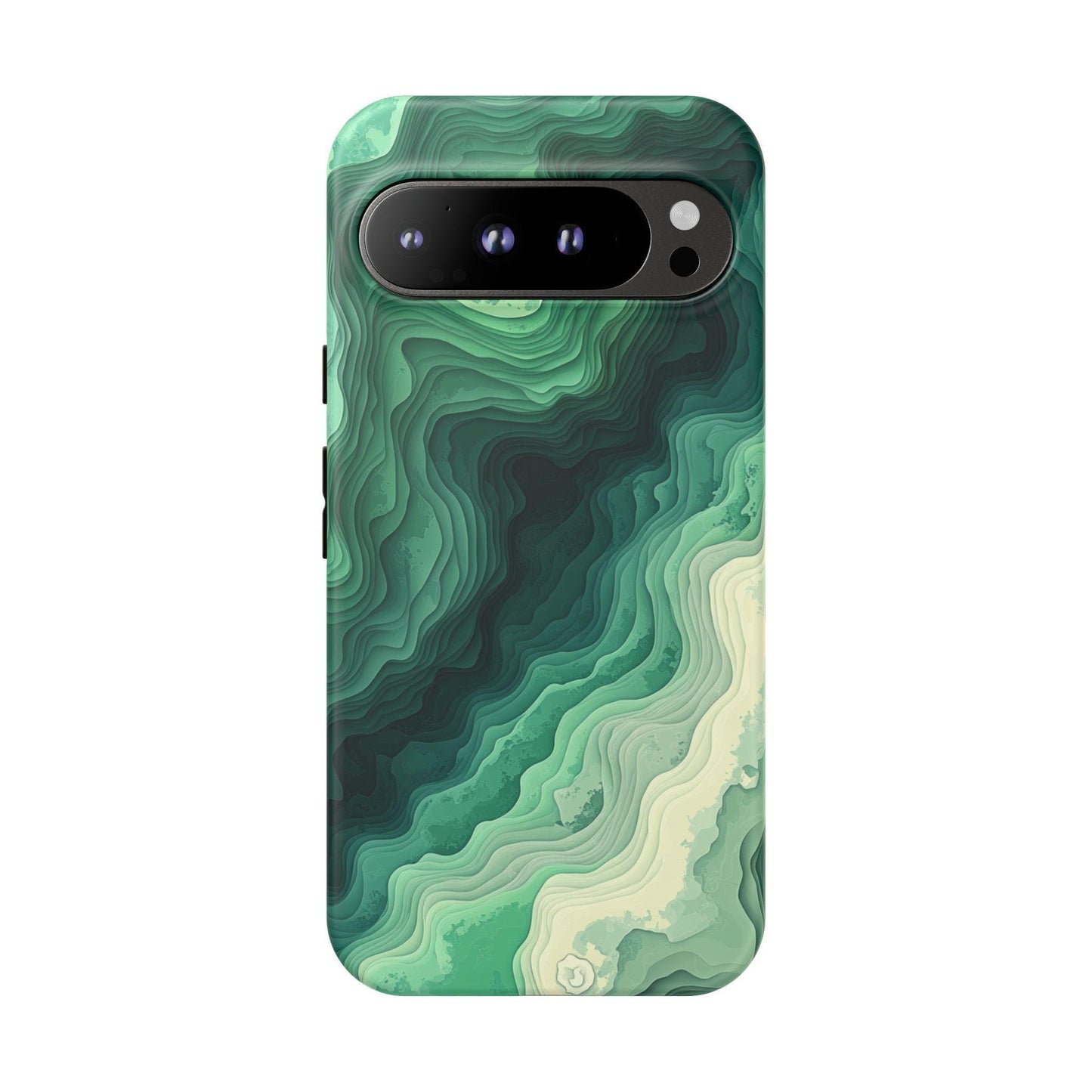 Topographic Green Wave Map Pattern