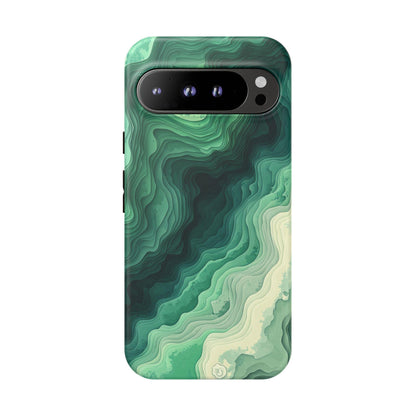 Topographic Green Wave Map Pattern