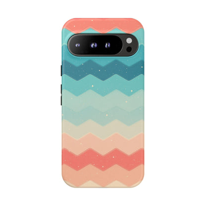 Turquoise Coral Gradient Chevron Wave