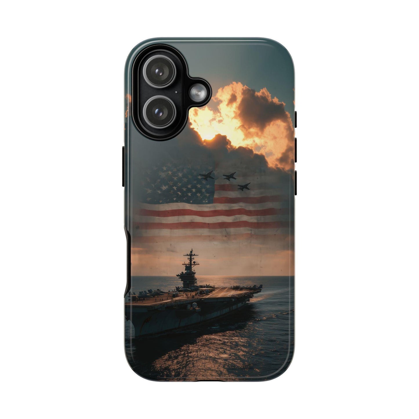 US Navy Carrier Ship American Flag
