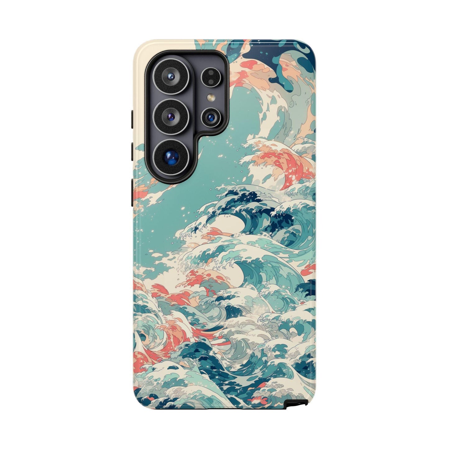 Teal Ocean Waves Coral Pastel