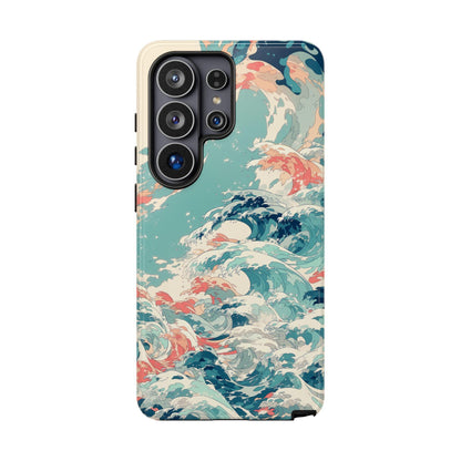 Teal Ocean Waves Coral Pastel