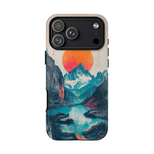 Blue Mountain Orange Sun Risograph