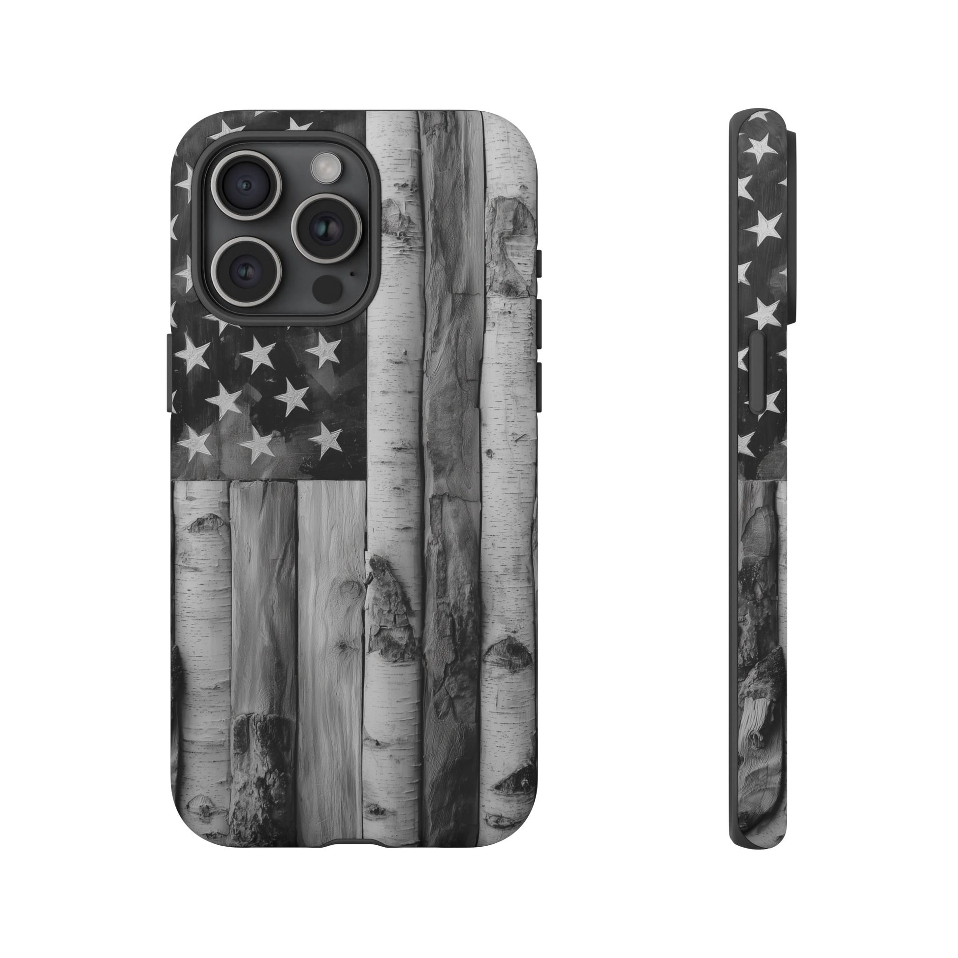 American Flag Flat Gray Wood Tone