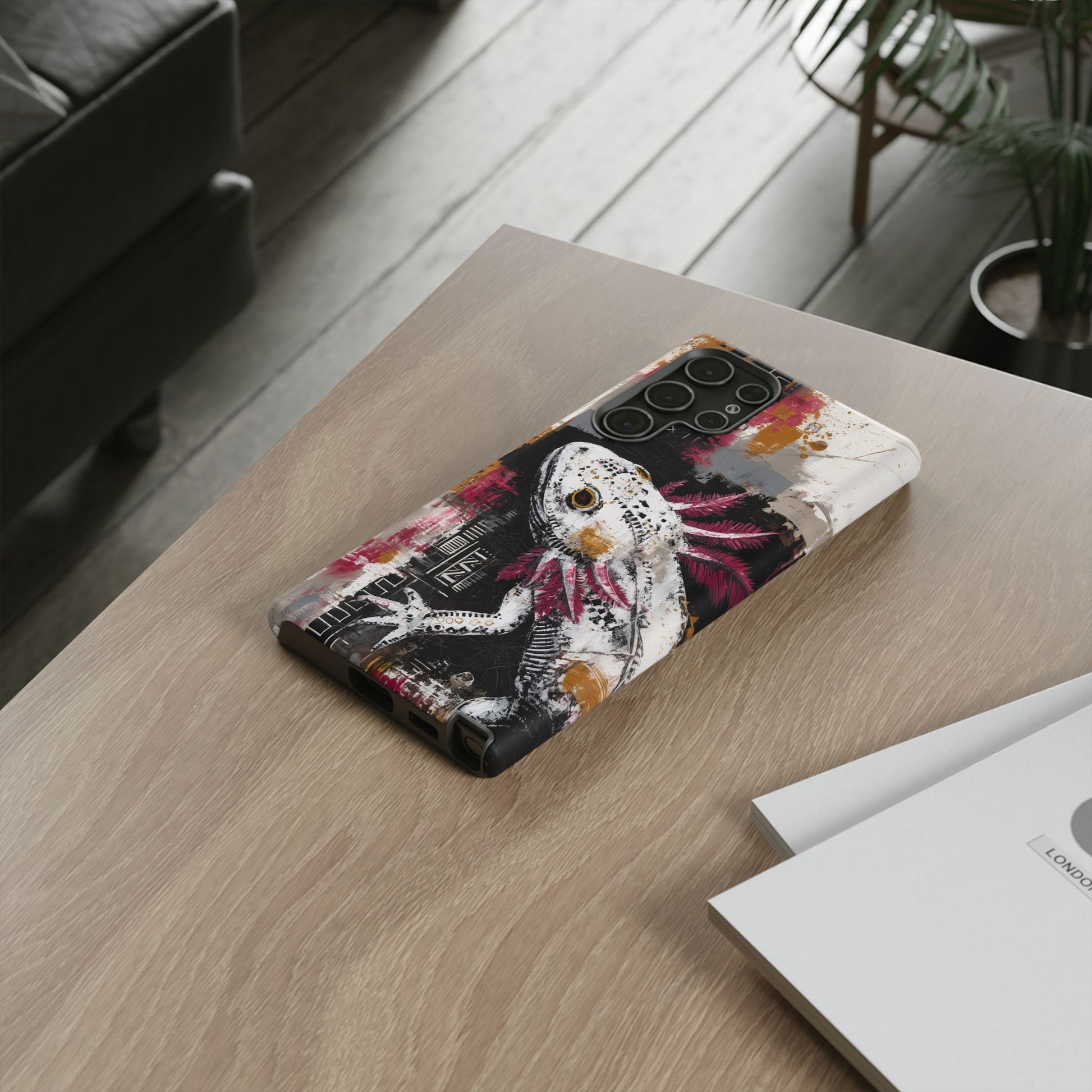 Abstract Axolotl White Pink Artwork