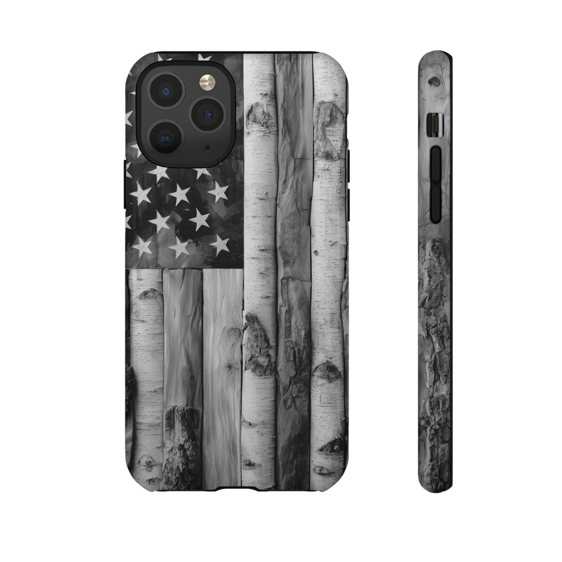 American Flag Flat Gray Wood Tone