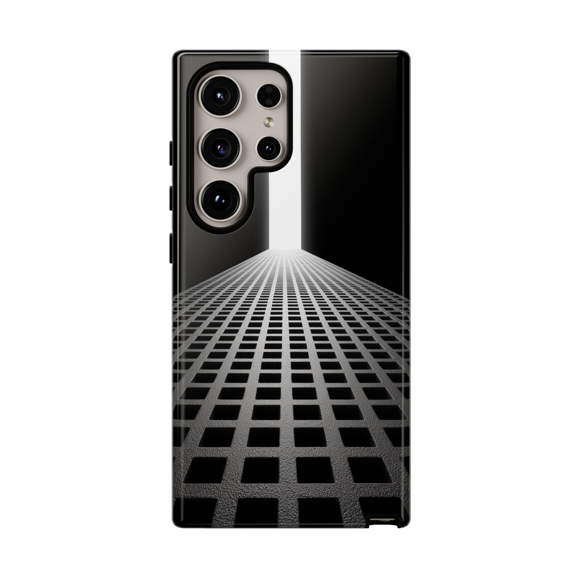 Black Gray Minimalist Grid Surreal Building Pathway