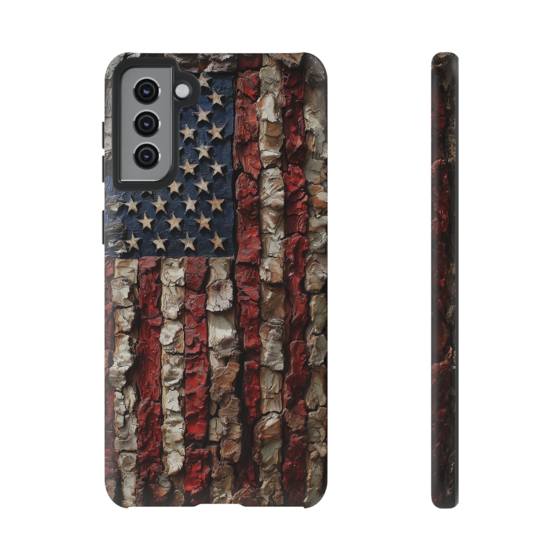 American Flag Bark Wood UV Print
