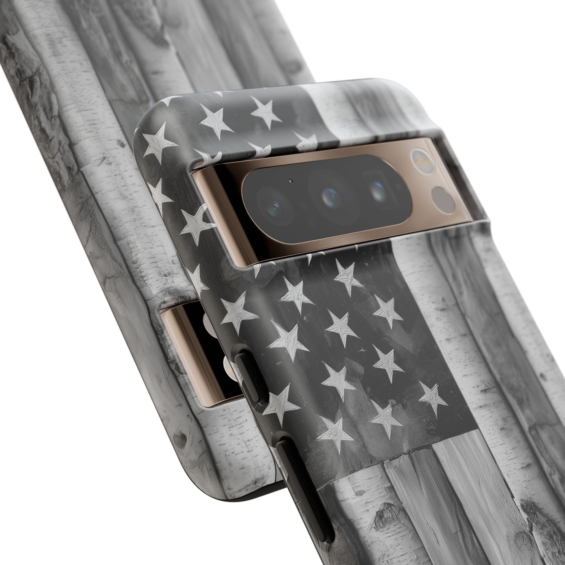 American Flag Flat Gray Wood Tone