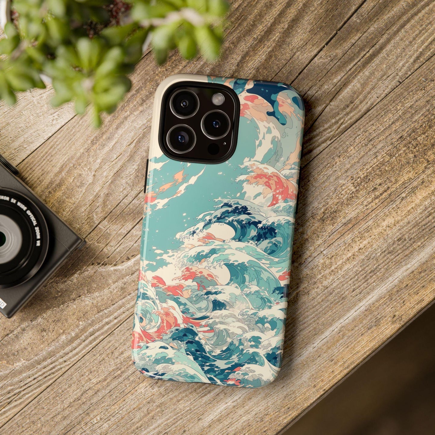 Teal Ocean Waves Coral Pastel