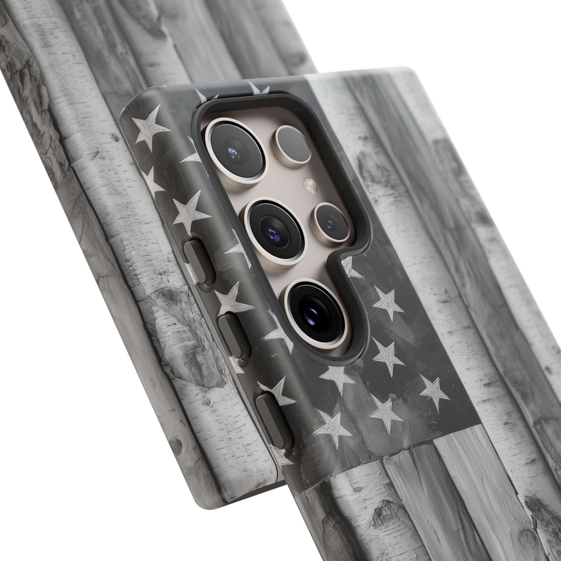 American Flag Flat Gray Wood Tone