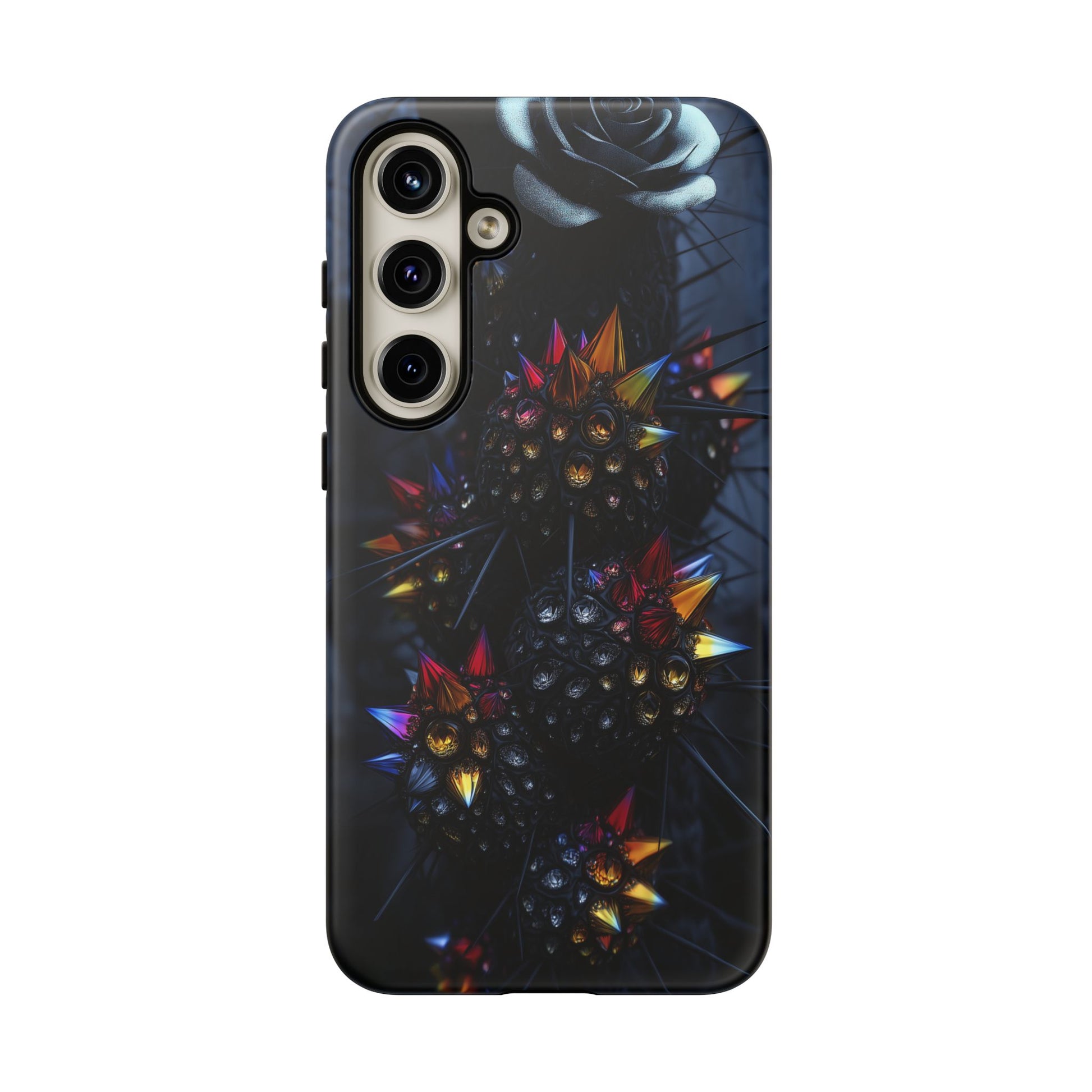 Black Cactus Colorful Glass Shards Dark Desert