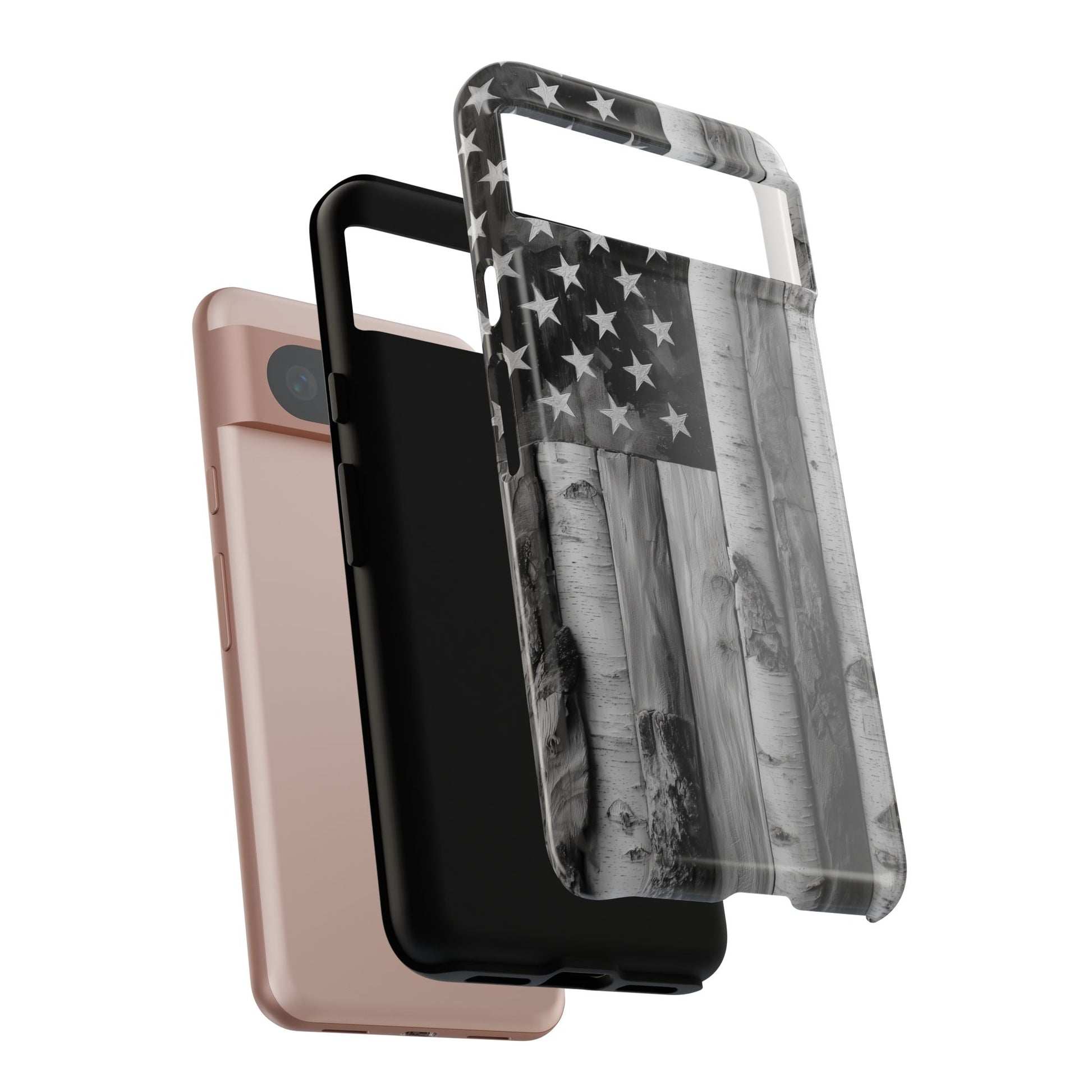 American Flag Flat Gray Wood Tone