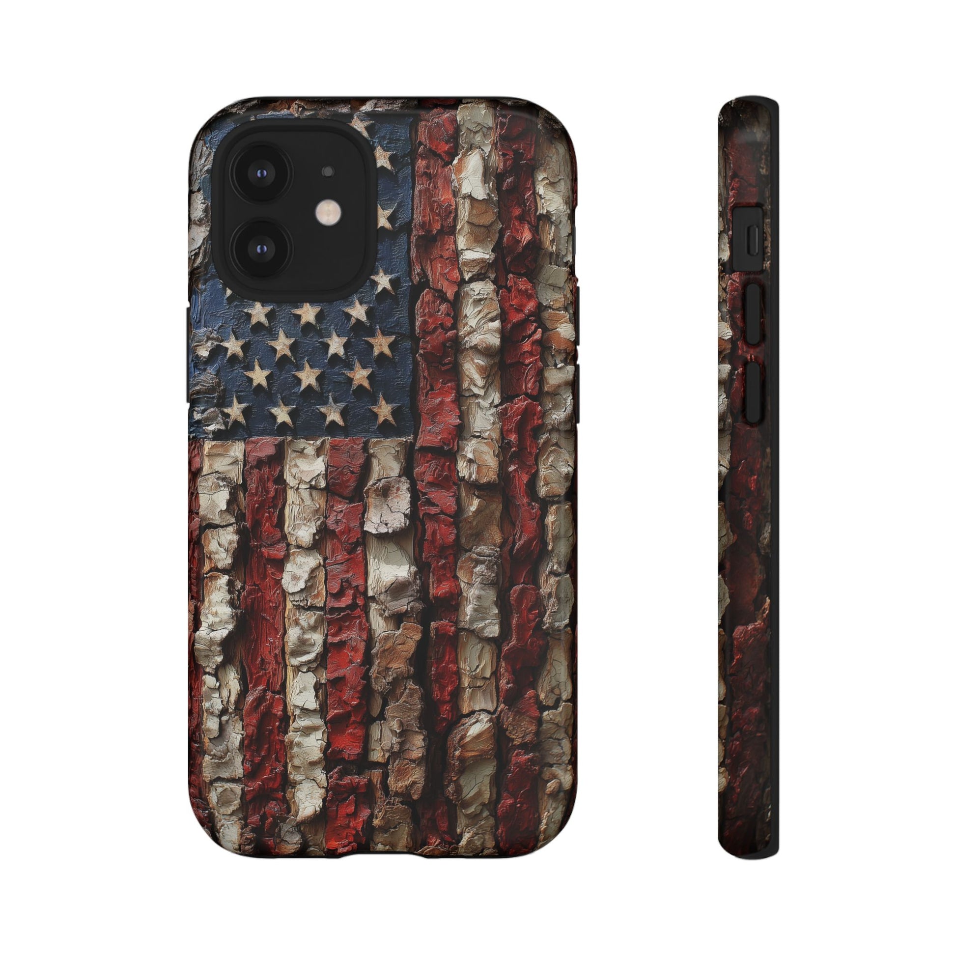 American Flag Bark Wood UV Print