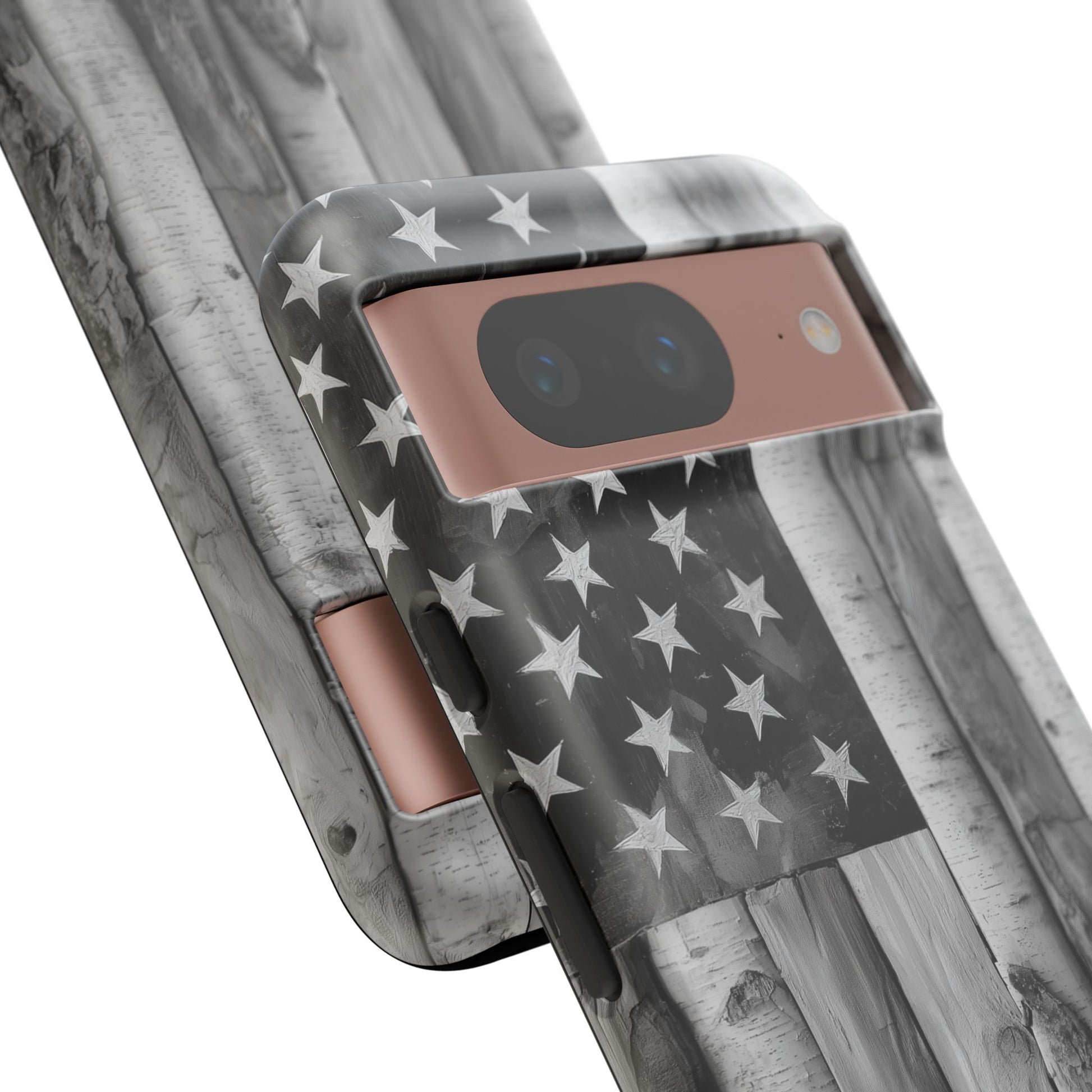 American Flag Flat Gray Wood Tone