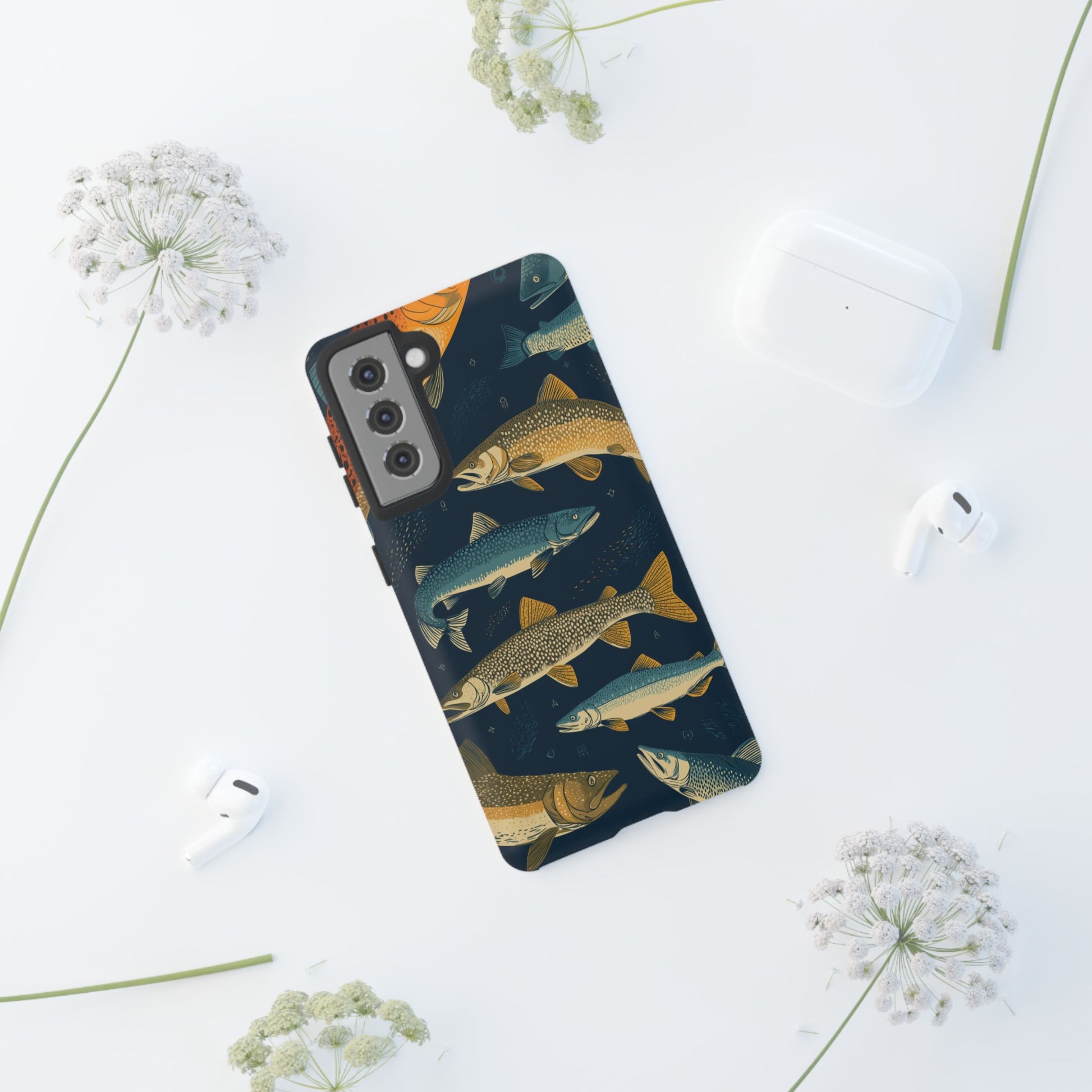 Abstract Fish Salmon Fishing Pattern