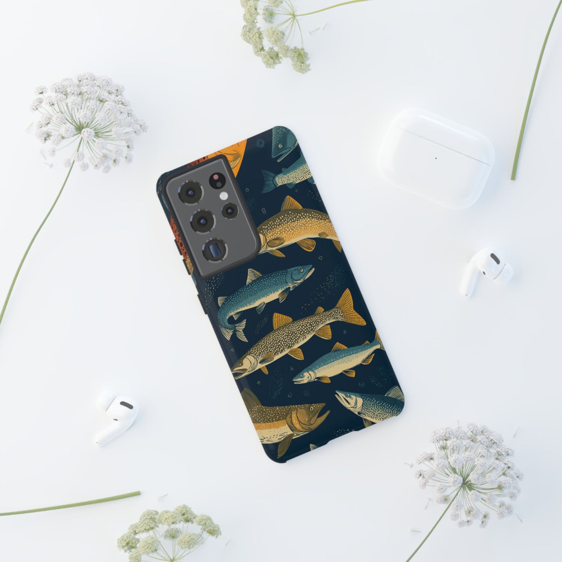 Abstract Fish Salmon Fishing Pattern