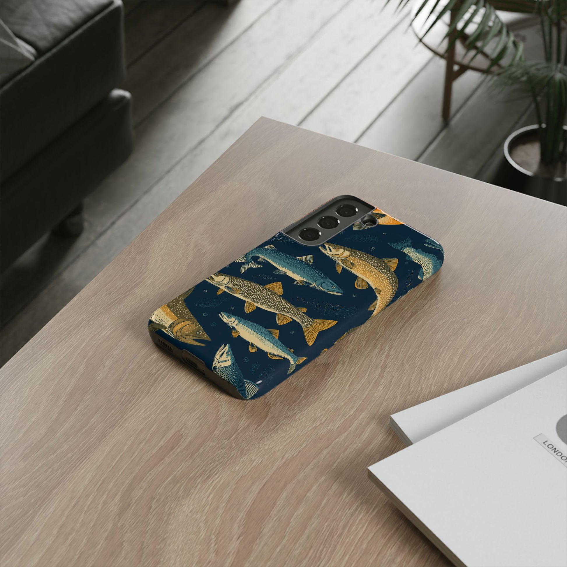 Abstract Fish Salmon Fishing Pattern