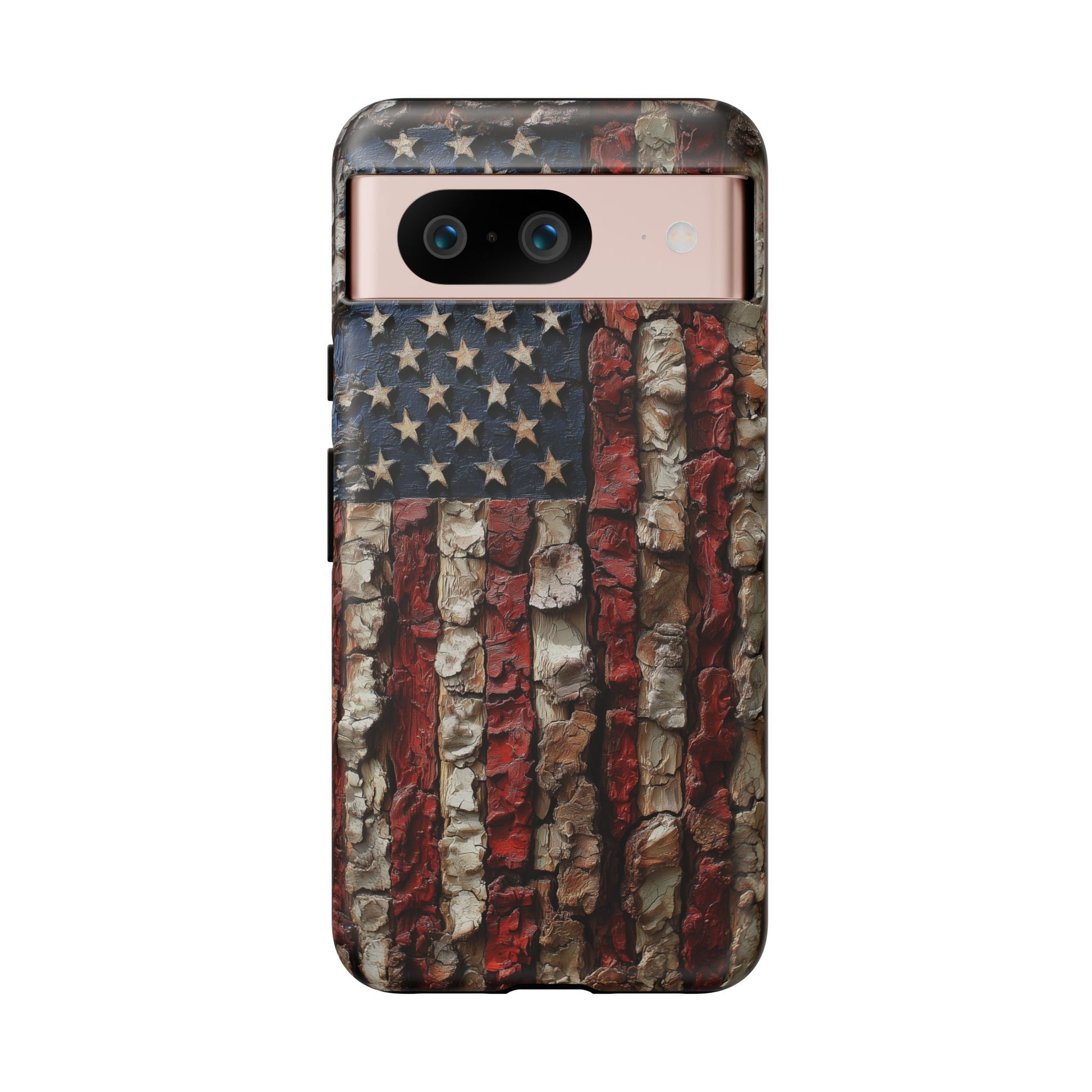 American Flag Bark Wood UV Print