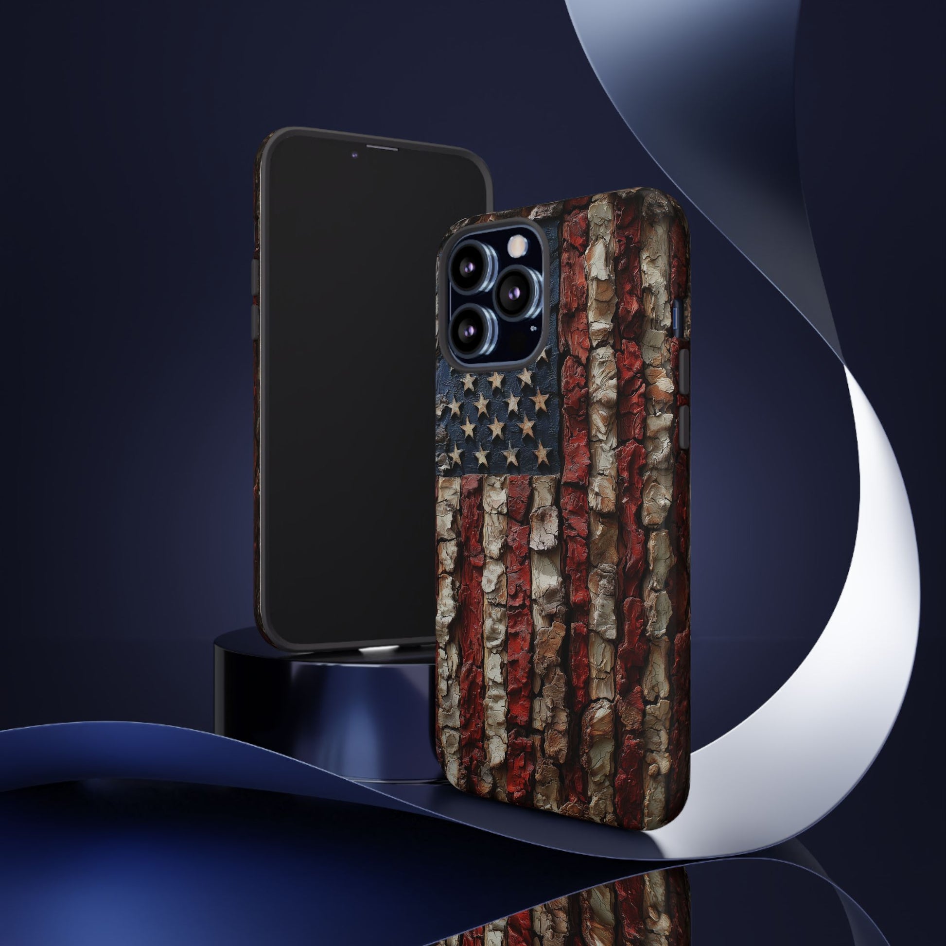 American Flag Bark Wood UV Print