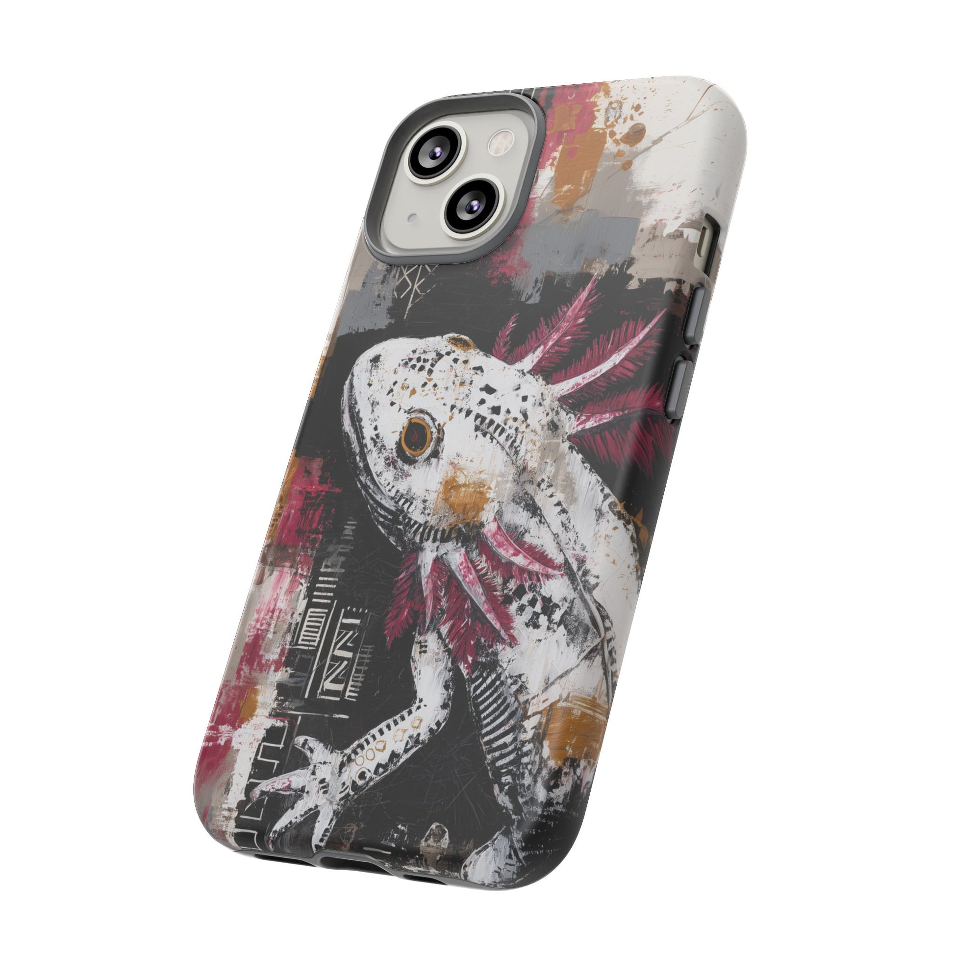 Abstract Axolotl White Pink Artwork