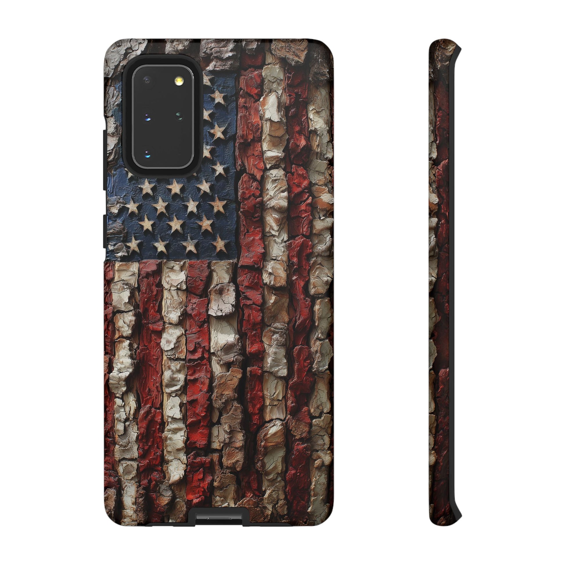American Flag Bark Wood UV Print