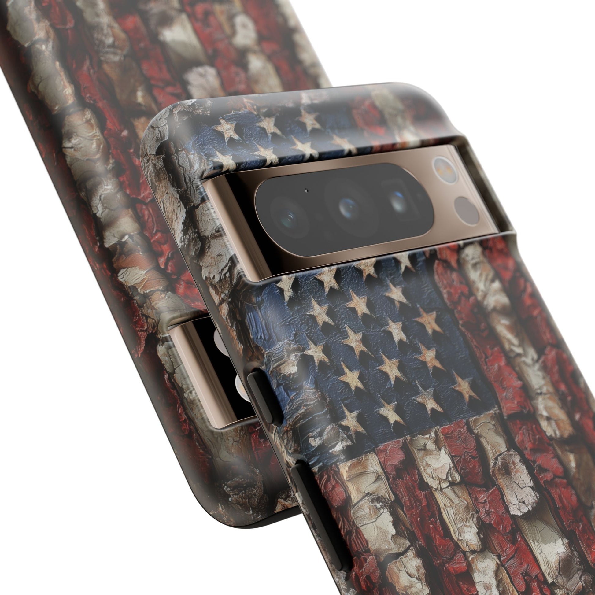American Flag Bark Wood UV Print