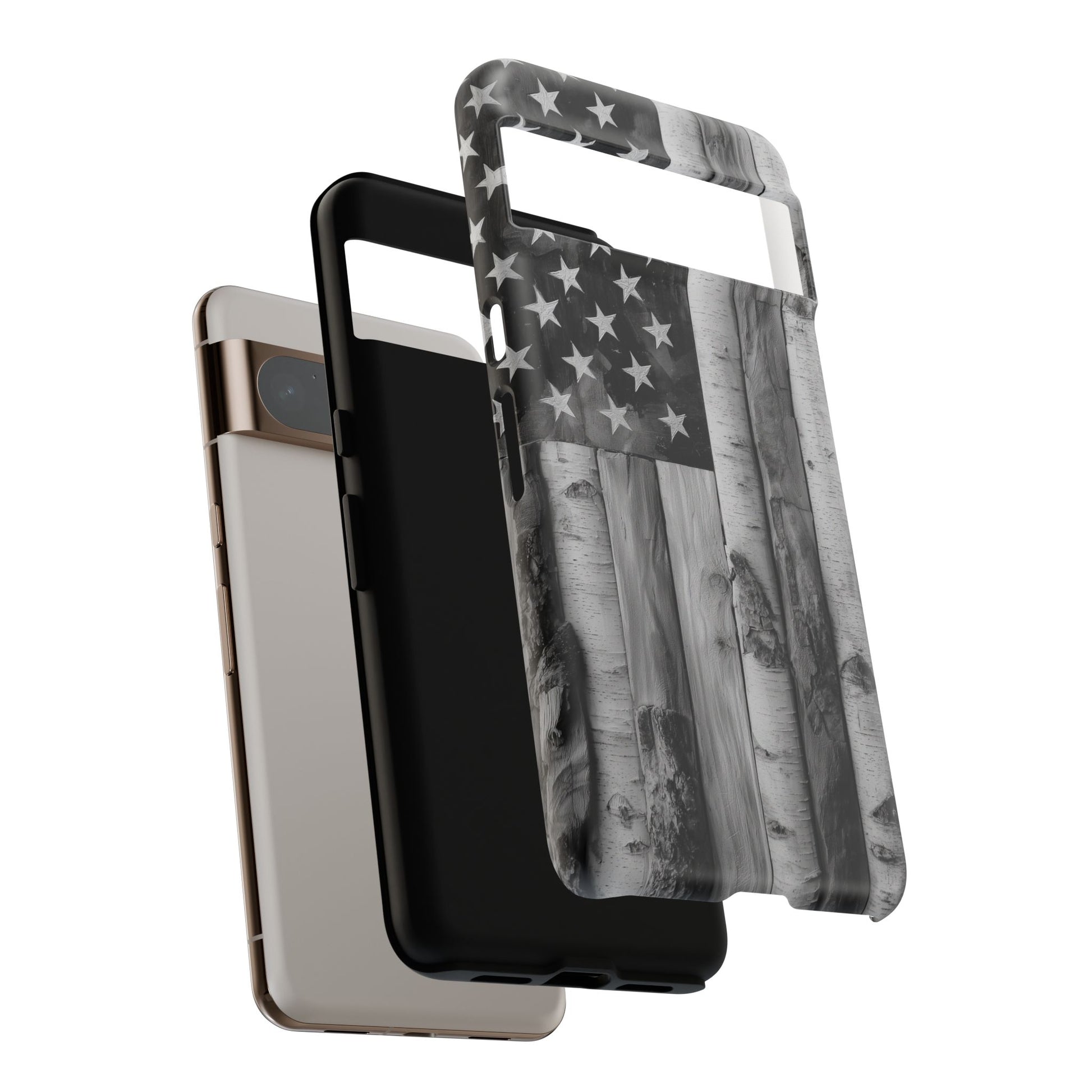 American Flag Flat Gray Wood Tone