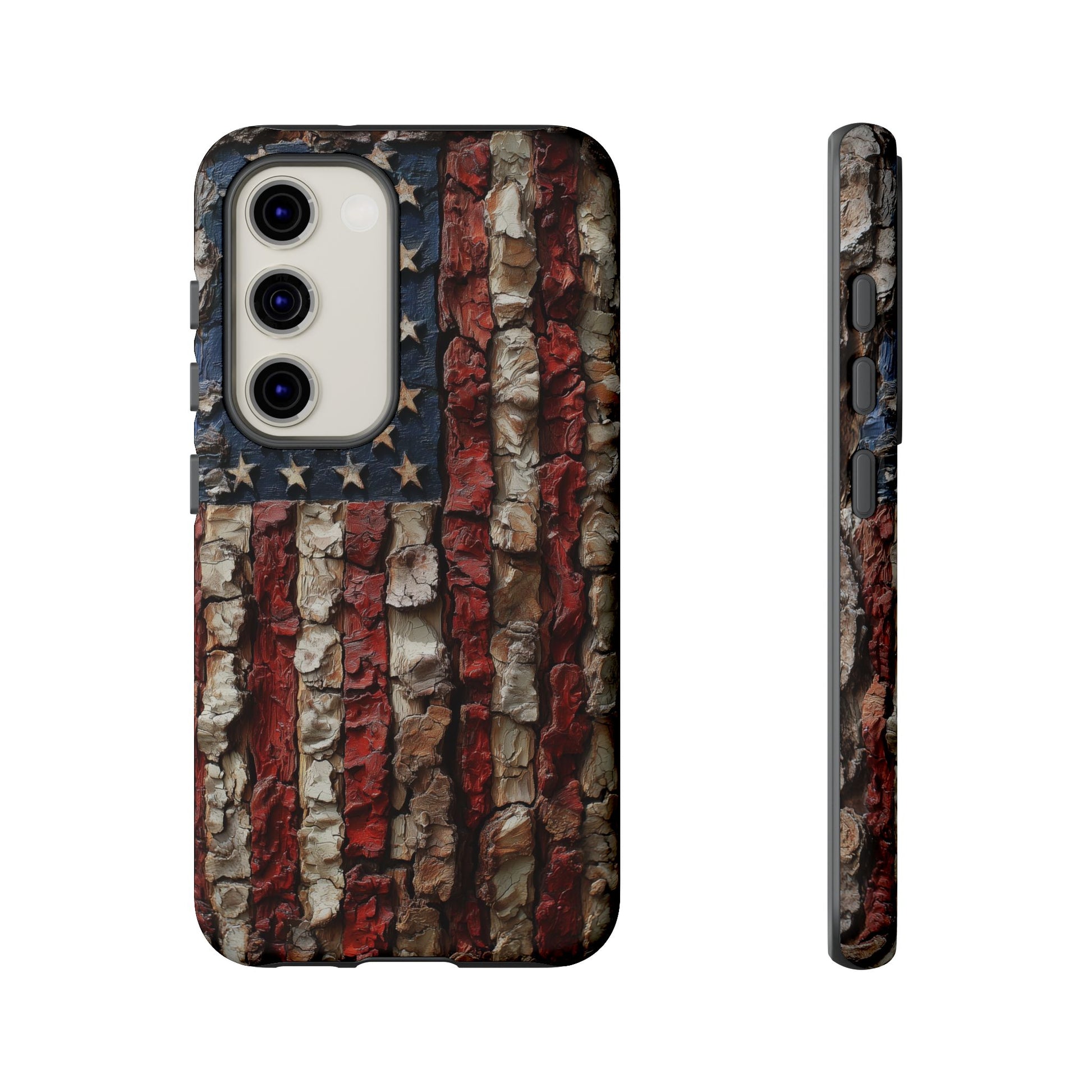 American Flag Bark Wood UV Print