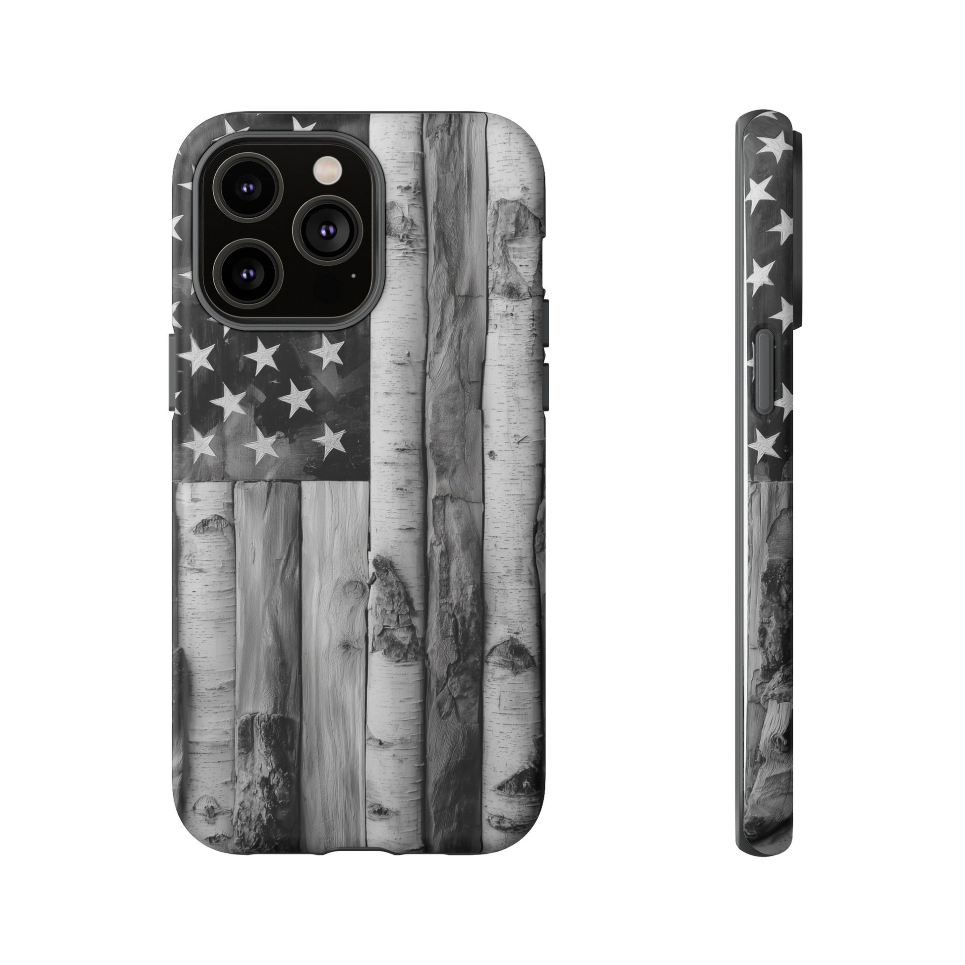 American Flag Flat Gray Wood Tone