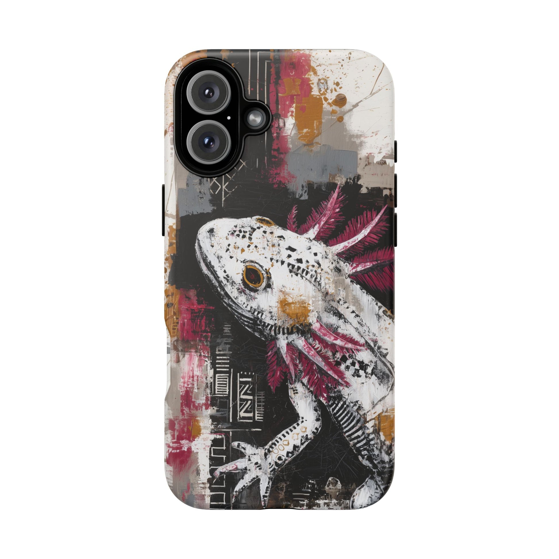 Abstract Axolotl White Pink Artwork