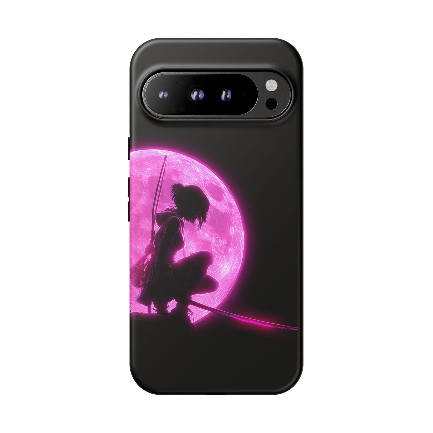 Anime Girl Warrior Pink Neon Moonlight