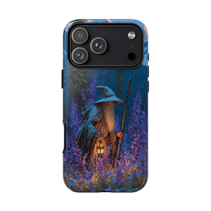 Wizard Walking Twilight Meadow Lantern
