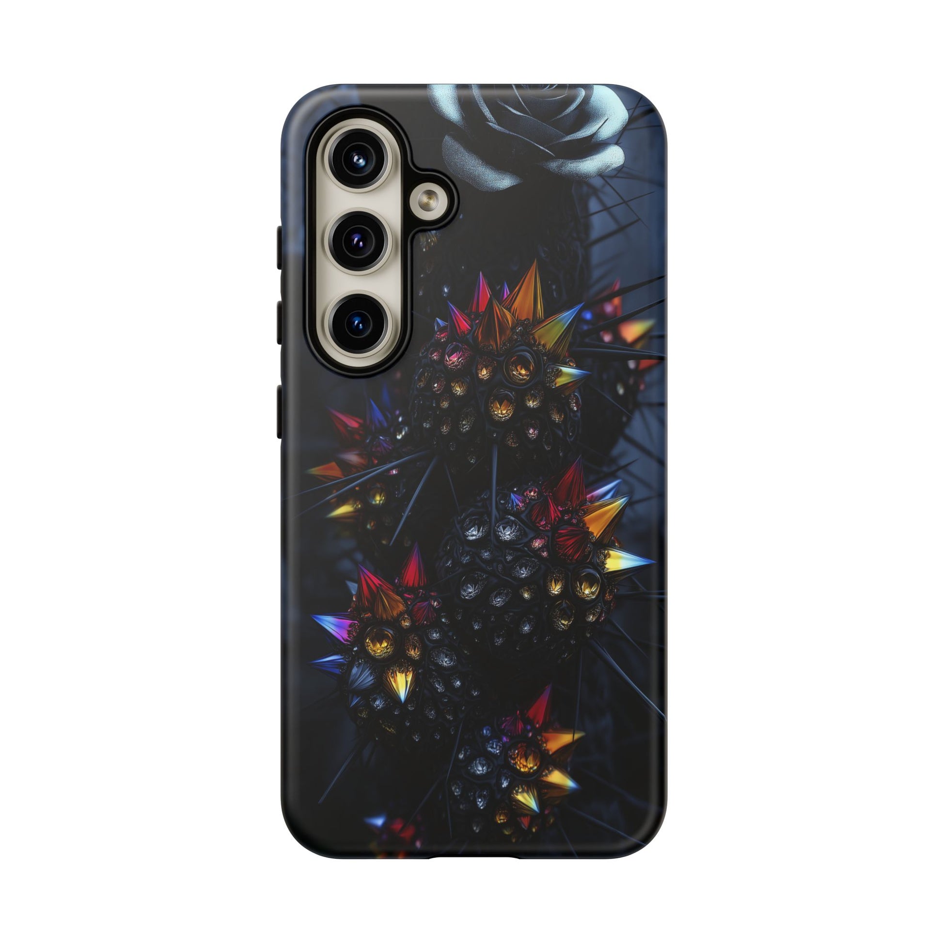 Black Cactus Colorful Glass Shards Dark Desert