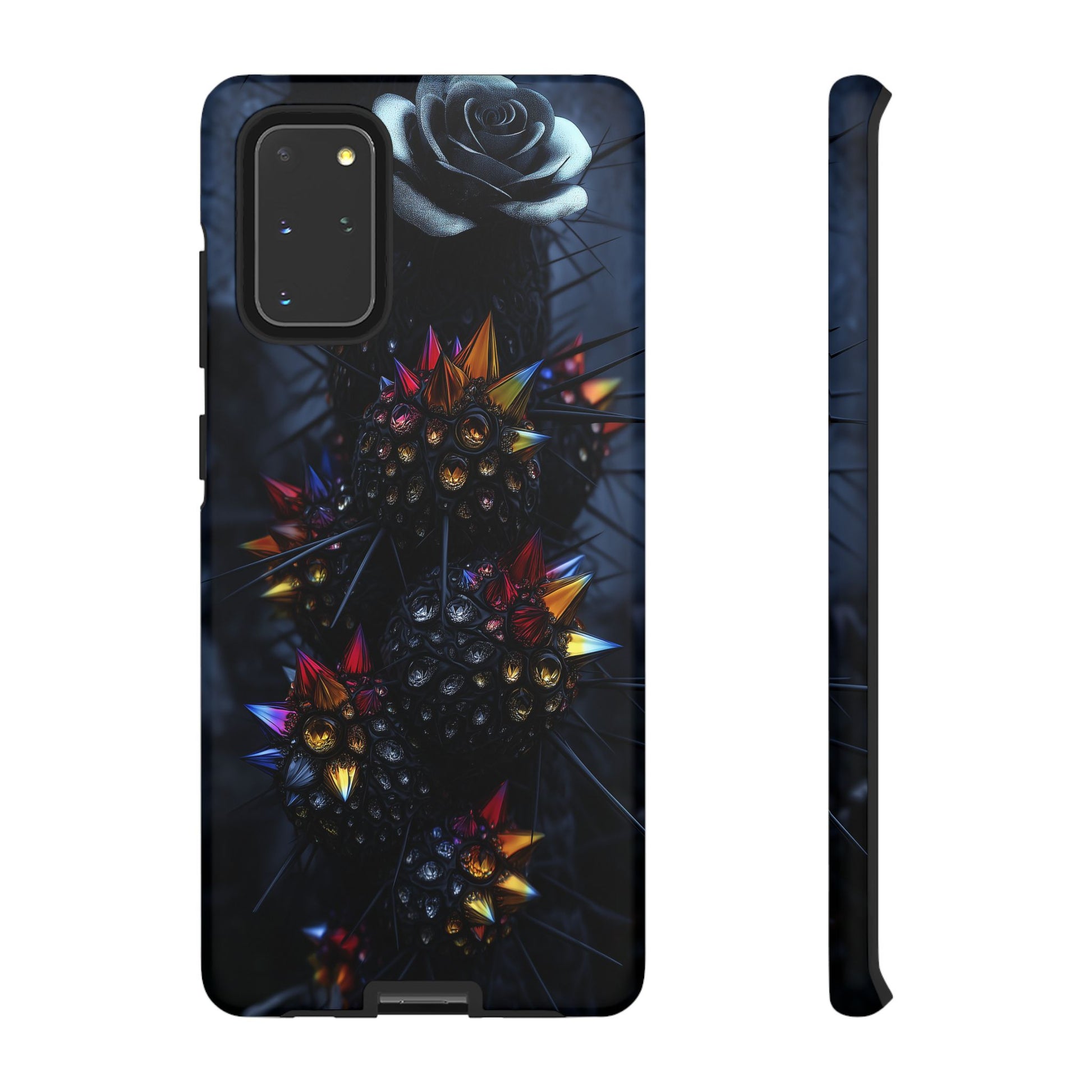 Black Cactus Colorful Glass Shards Dark Desert