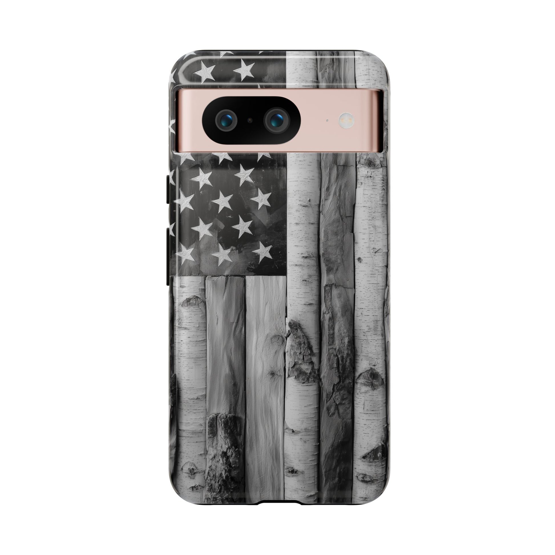 American Flag Flat Gray Wood Tone
