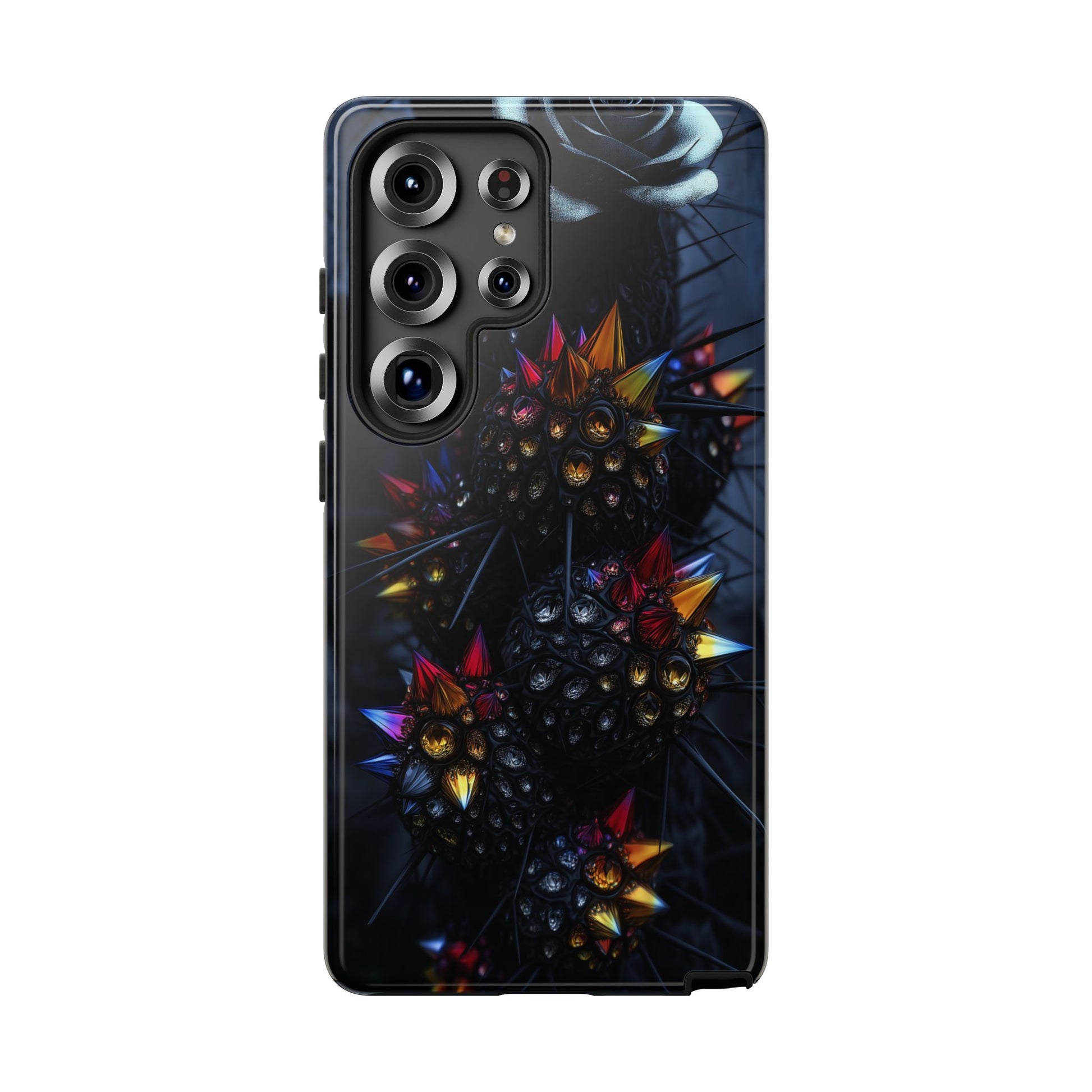 Black Cactus Colorful Glass Shards Dark Desert