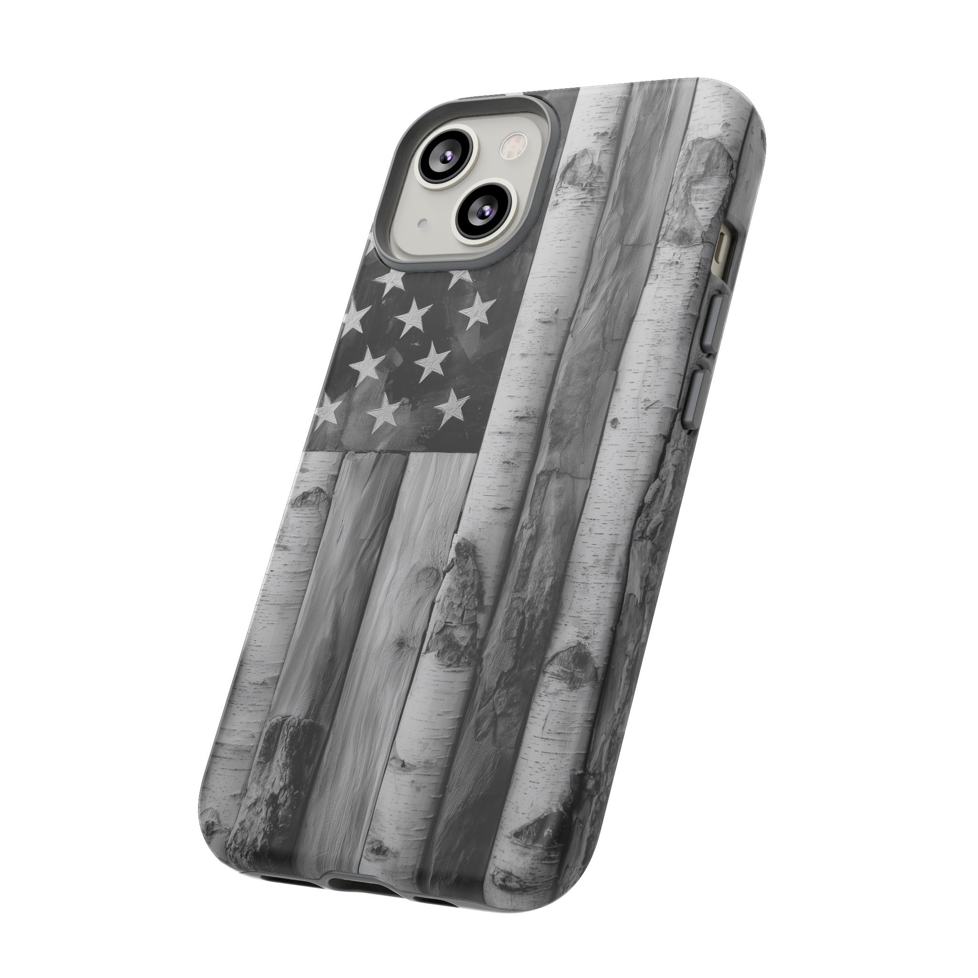 American Flag Flat Gray Wood Tone