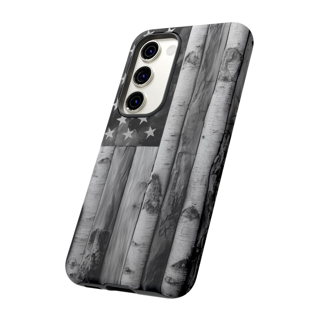 American Flag Flat Gray Wood Tone