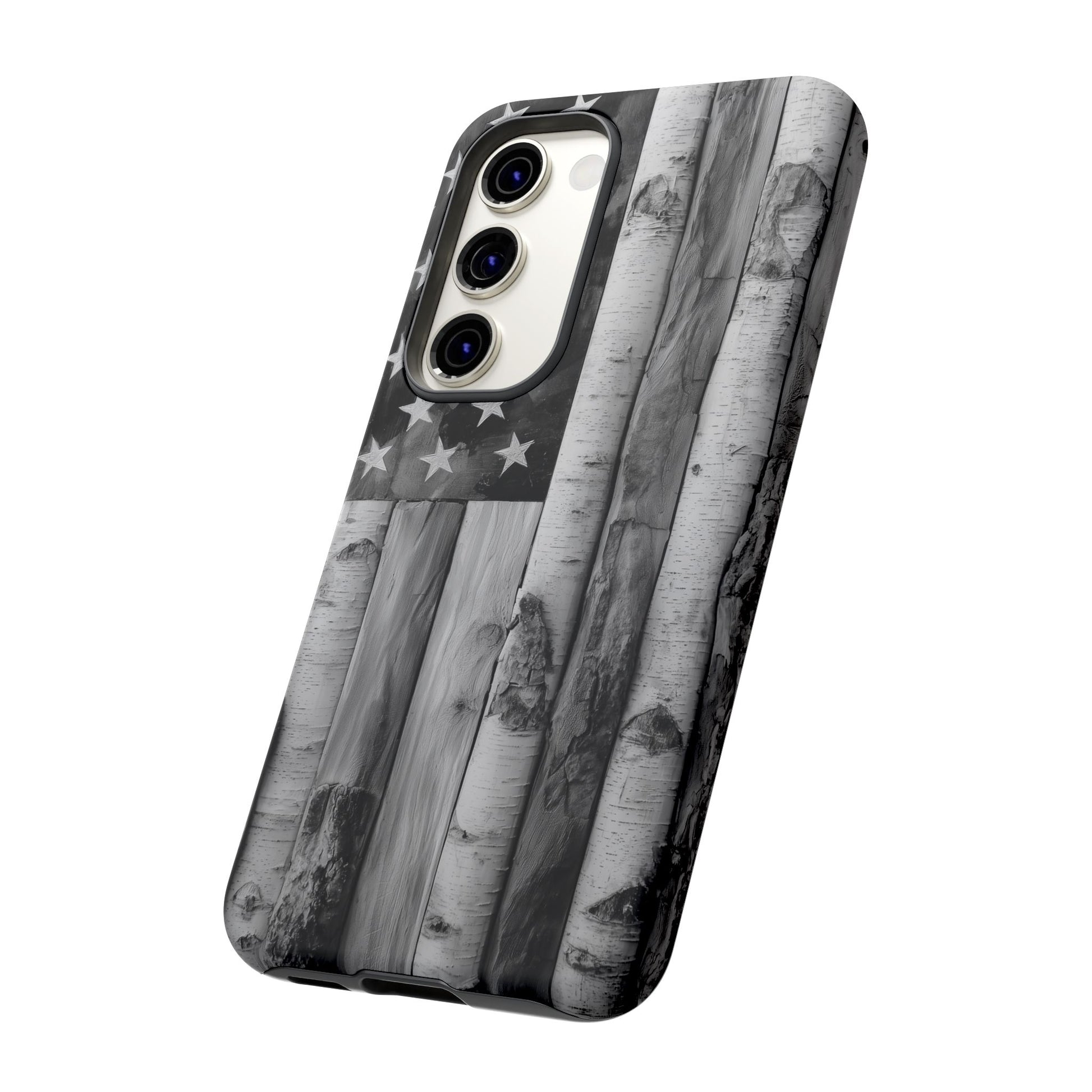American Flag Flat Gray Wood Tone