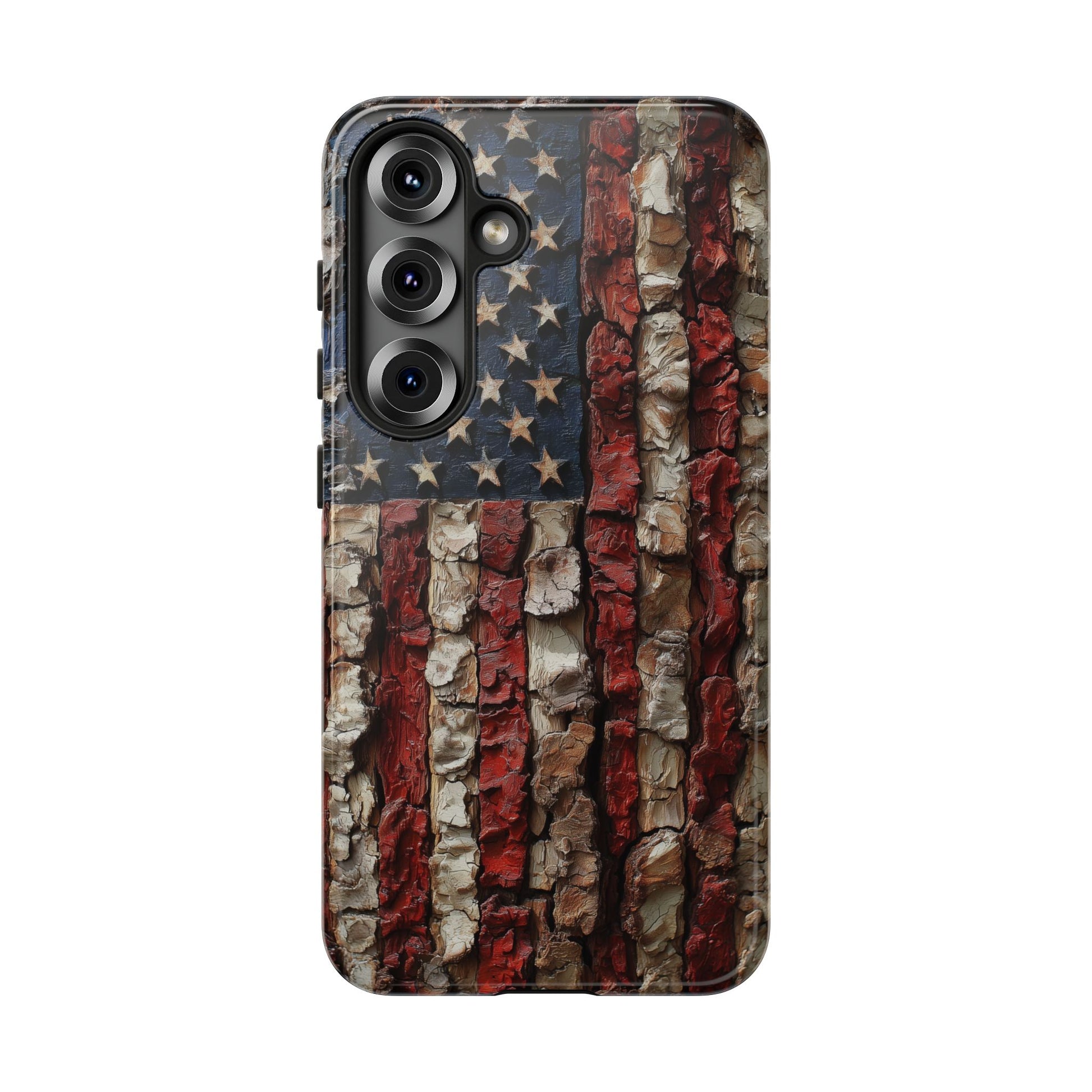 American Flag Bark Wood UV Print