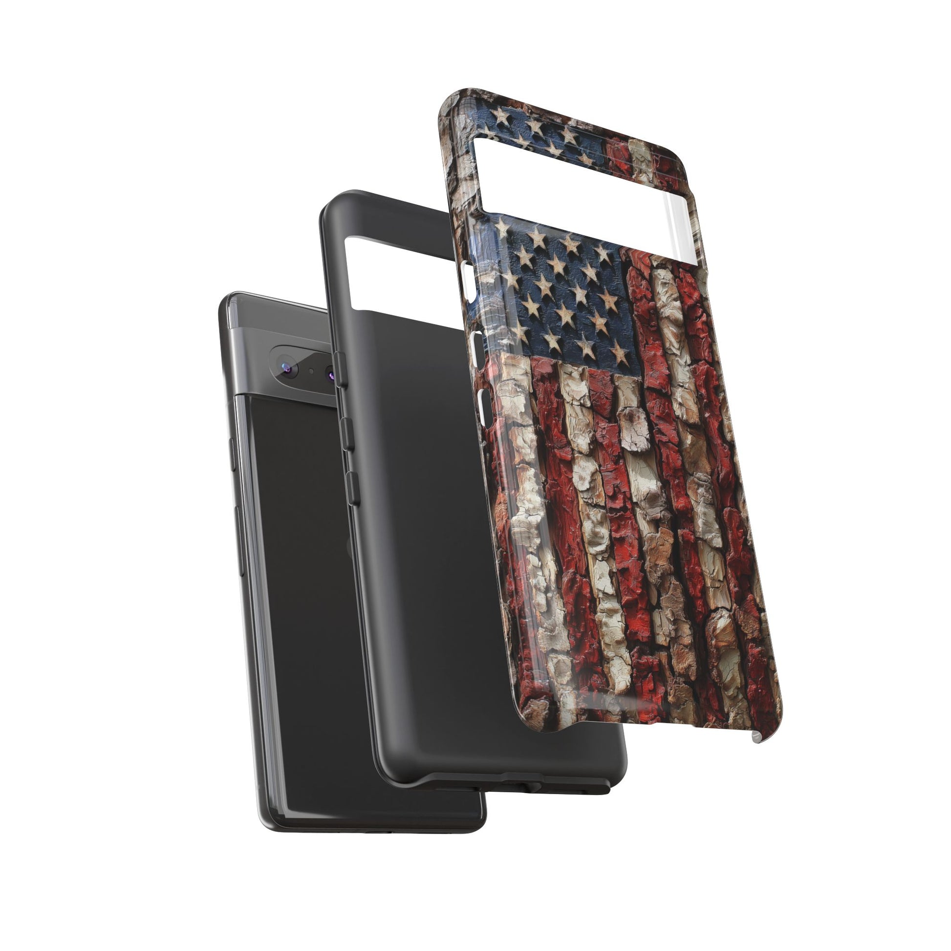 American Flag Bark Wood UV Print