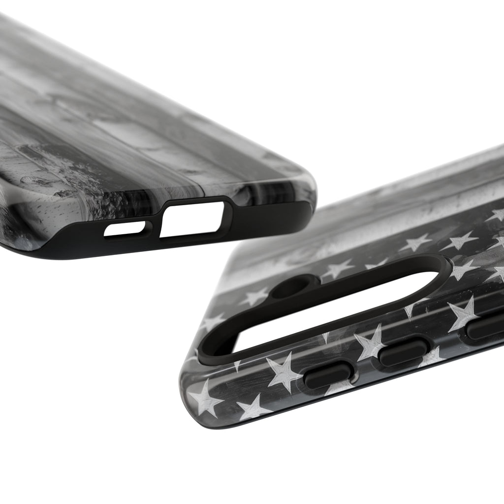 American Flag Flat Gray Wood Tone