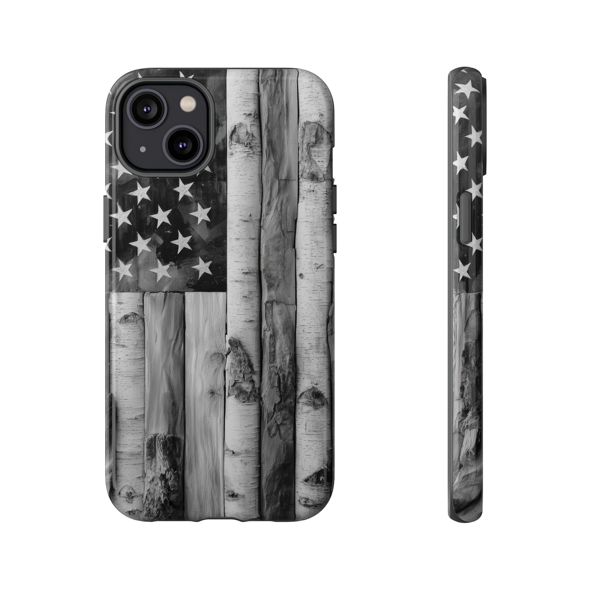 American Flag Flat Gray Wood Tone