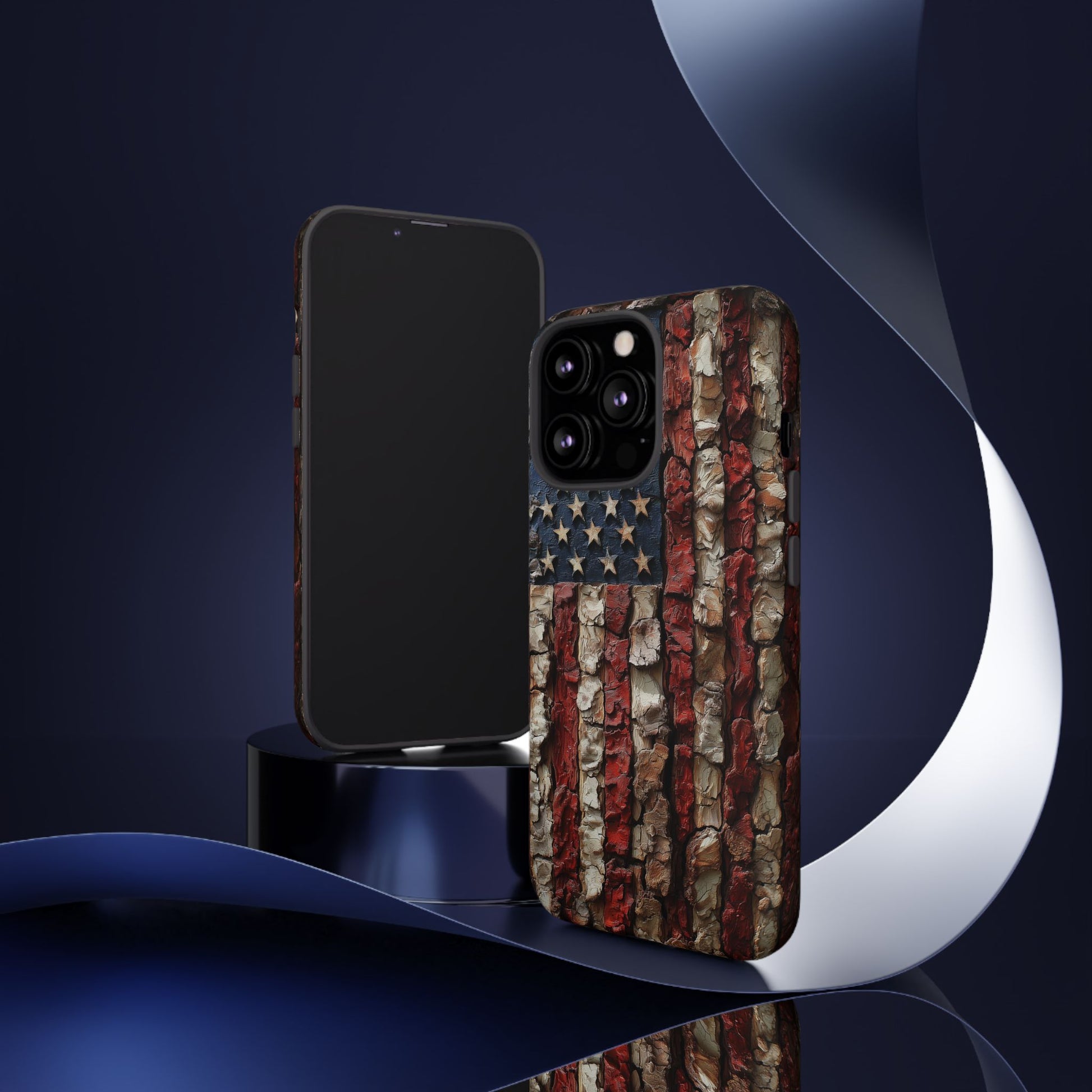 American Flag Bark Wood UV Print