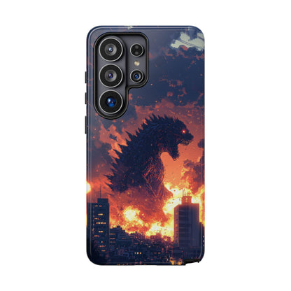 a collection of phone cases for various smartphone models, including an iPhone, Samsung Galaxy, and Google Pixel.