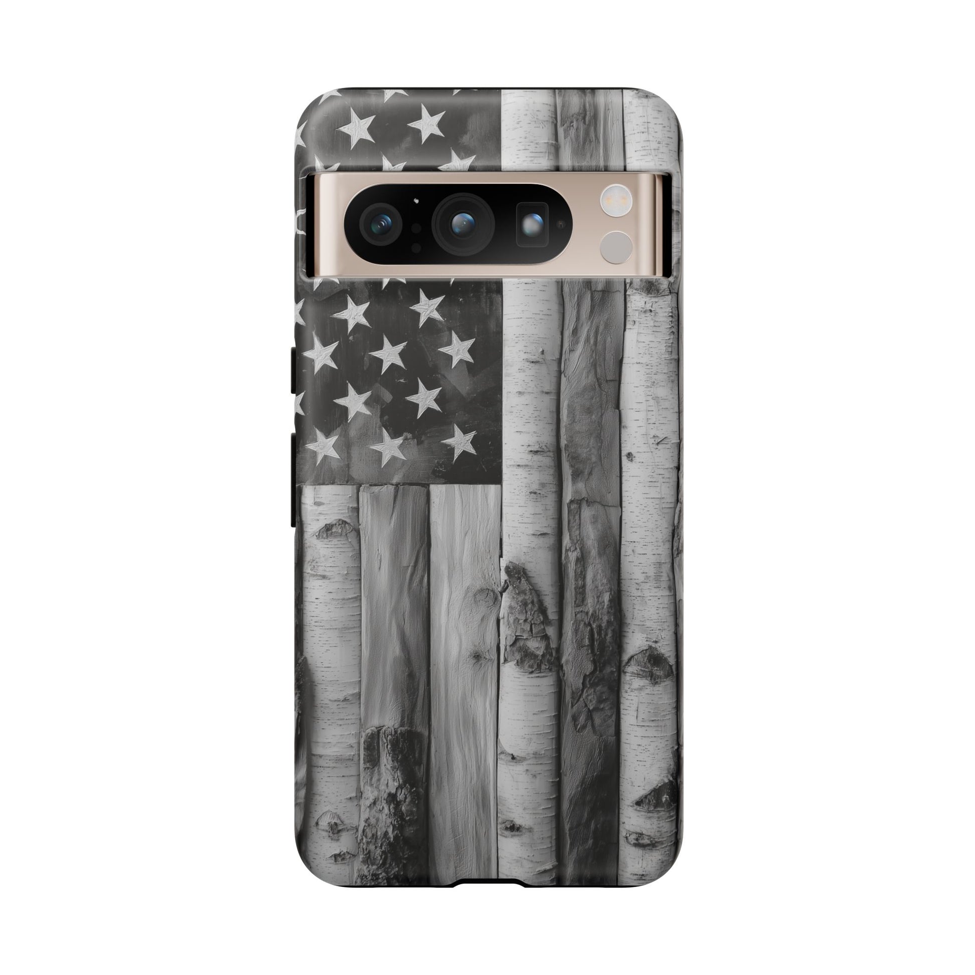 American Flag Flat Gray Wood Tone